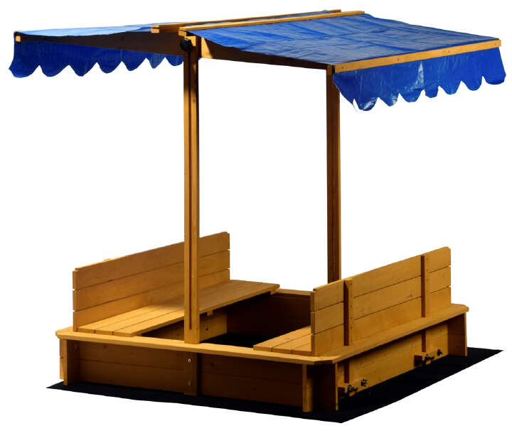 dobar Sandkasten mit Dach und Rückenlehnen